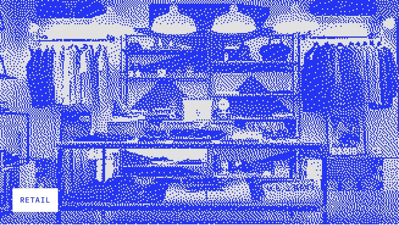 Comrc illustration of a clothing shop, for retail stores